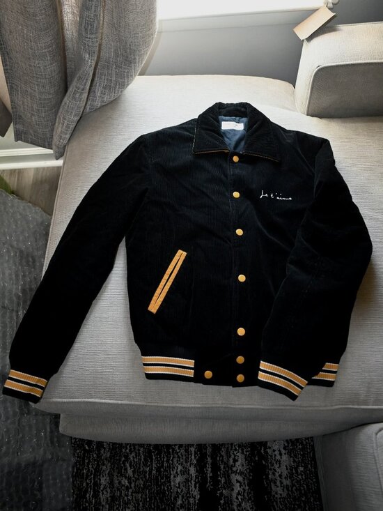 Saint Laurent Other - Black & Yellow Saint Laurent (YSL) Suede Teddy Varsity Jacket (IT 46 US)